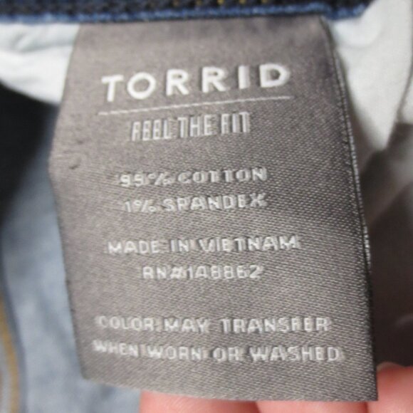 TORRID womens SHORTS denim JEAN blue HIGH WAIST button-fly FRAYED SIZE 18 - Picture 10 of 10